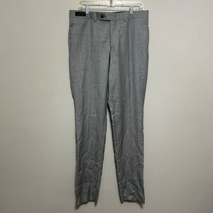 Ted Baker Men's Dress Pants 34R 34X36 Gray Raw Hem Slim Fit Stretch Trouser Work